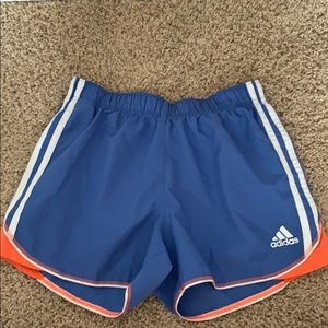 perrywinkle and orange adidas athletic shorts